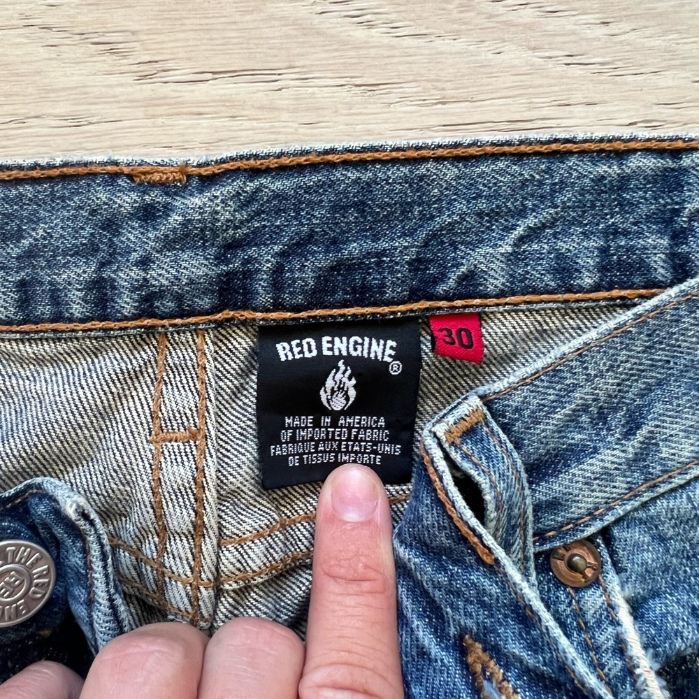 Red Engine Distressed Jeans - Picture 2 of 3